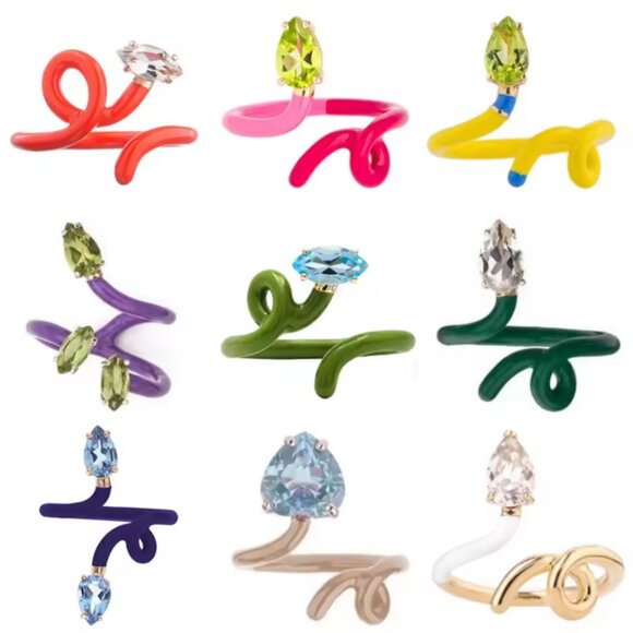 1pair BEA BONGIASCA Full Spectrum Rainbow Geometrical Drop Colors Line Earrings - Picture 9 of 16